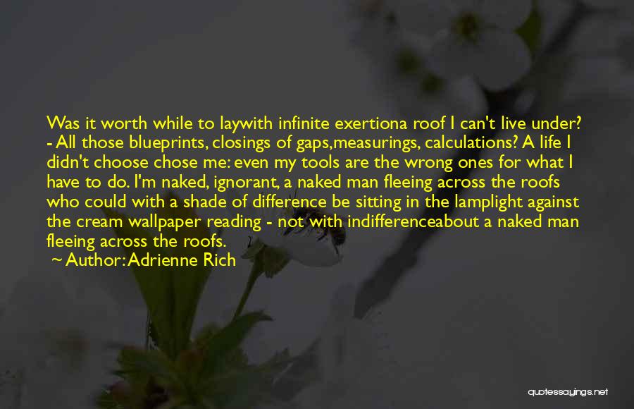 Adrienne Rich Quotes: Was It Worth While To Laywith Infinite Exertiona Roof I Can't Live Under? - All Those Blueprints, Closings Of Gaps,measurings,