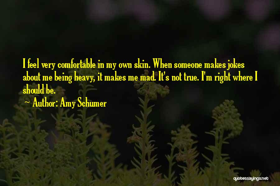 Amy Schumer Quotes: I Feel Very Comfortable In My Own Skin. When Someone Makes Jokes About Me Being Heavy, It Makes Me Mad.