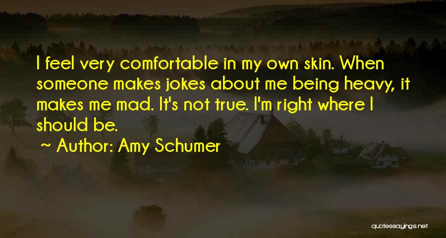Amy Schumer Quotes: I Feel Very Comfortable In My Own Skin. When Someone Makes Jokes About Me Being Heavy, It Makes Me Mad.