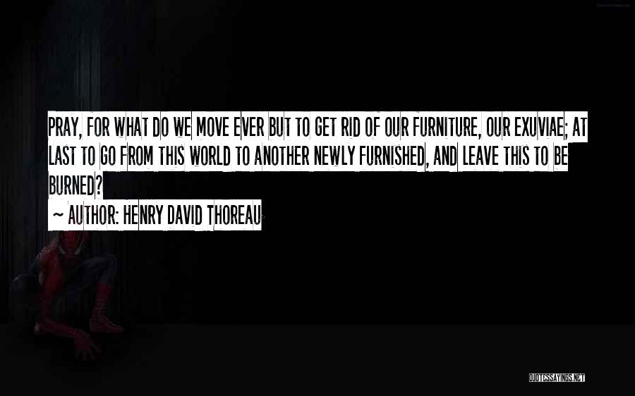 Henry David Thoreau Quotes: Pray, For What Do We Move Ever But To Get Rid Of Our Furniture, Our Exuviae; At Last To Go