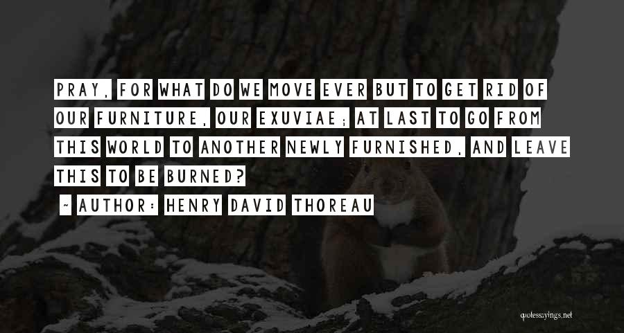 Henry David Thoreau Quotes: Pray, For What Do We Move Ever But To Get Rid Of Our Furniture, Our Exuviae; At Last To Go