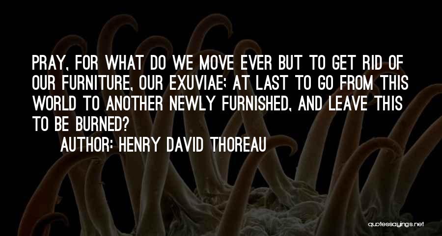 Henry David Thoreau Quotes: Pray, For What Do We Move Ever But To Get Rid Of Our Furniture, Our Exuviae; At Last To Go