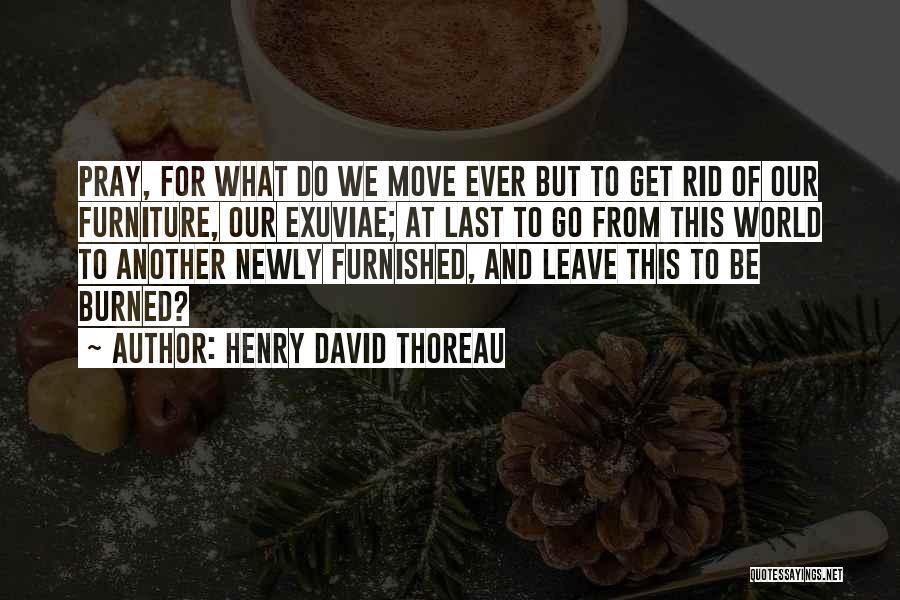 Henry David Thoreau Quotes: Pray, For What Do We Move Ever But To Get Rid Of Our Furniture, Our Exuviae; At Last To Go