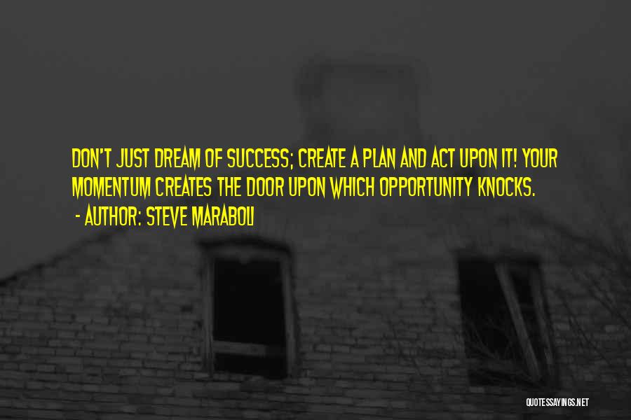 Steve Maraboli Quotes: Don't Just Dream Of Success; Create A Plan And Act Upon It! Your Momentum Creates The Door Upon Which Opportunity