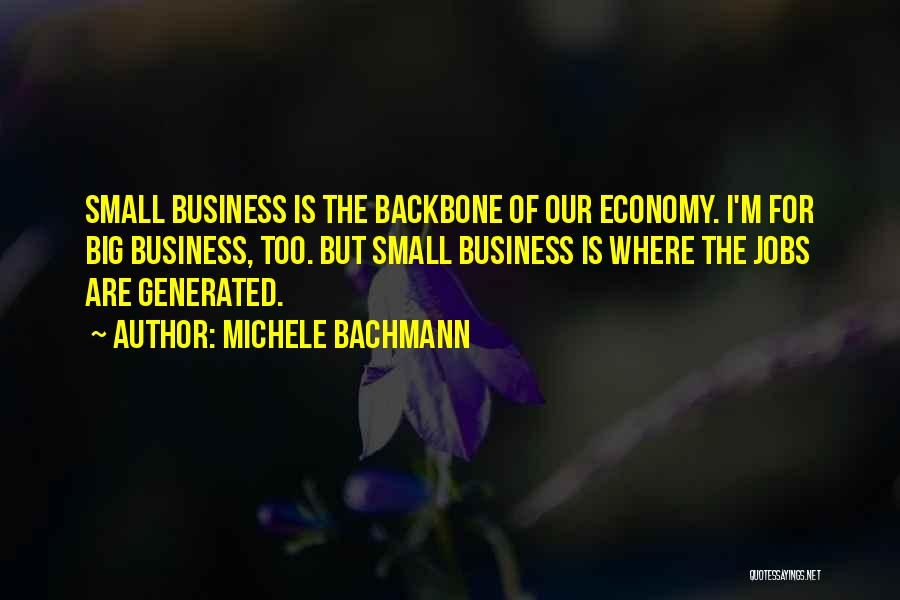 Michele Bachmann Quotes: Small Business Is The Backbone Of Our Economy. I'm For Big Business, Too. But Small Business Is Where The Jobs