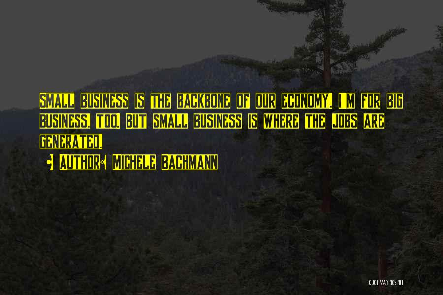 Michele Bachmann Quotes: Small Business Is The Backbone Of Our Economy. I'm For Big Business, Too. But Small Business Is Where The Jobs