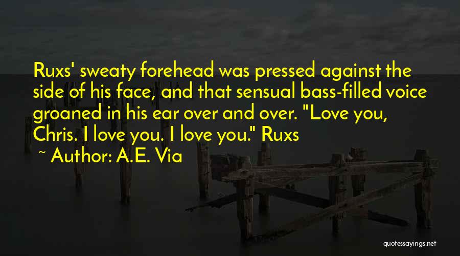 A.E. Via Quotes: Ruxs' Sweaty Forehead Was Pressed Against The Side Of His Face, And That Sensual Bass-filled Voice Groaned In His Ear