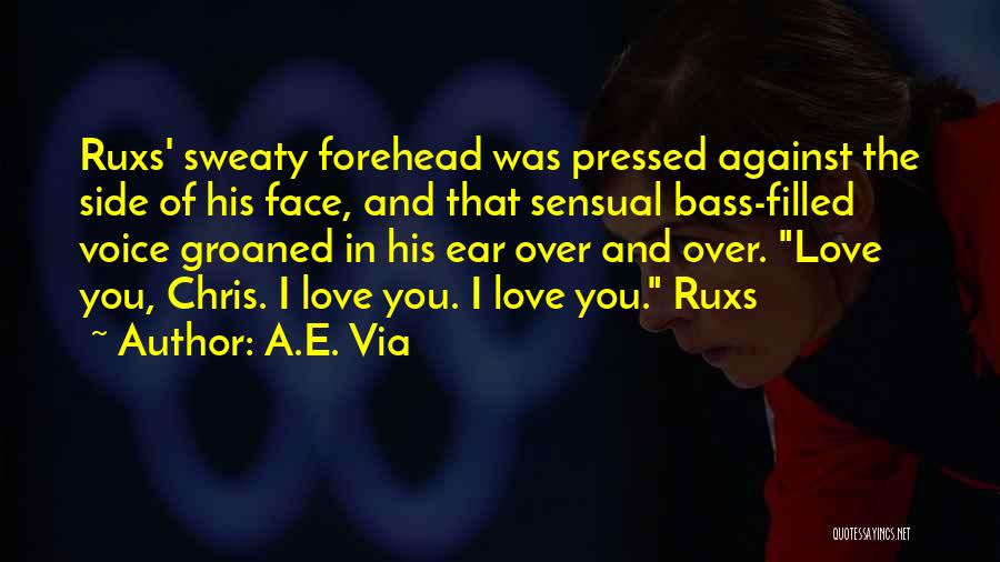 A.E. Via Quotes: Ruxs' Sweaty Forehead Was Pressed Against The Side Of His Face, And That Sensual Bass-filled Voice Groaned In His Ear