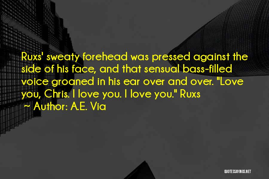 A.E. Via Quotes: Ruxs' Sweaty Forehead Was Pressed Against The Side Of His Face, And That Sensual Bass-filled Voice Groaned In His Ear