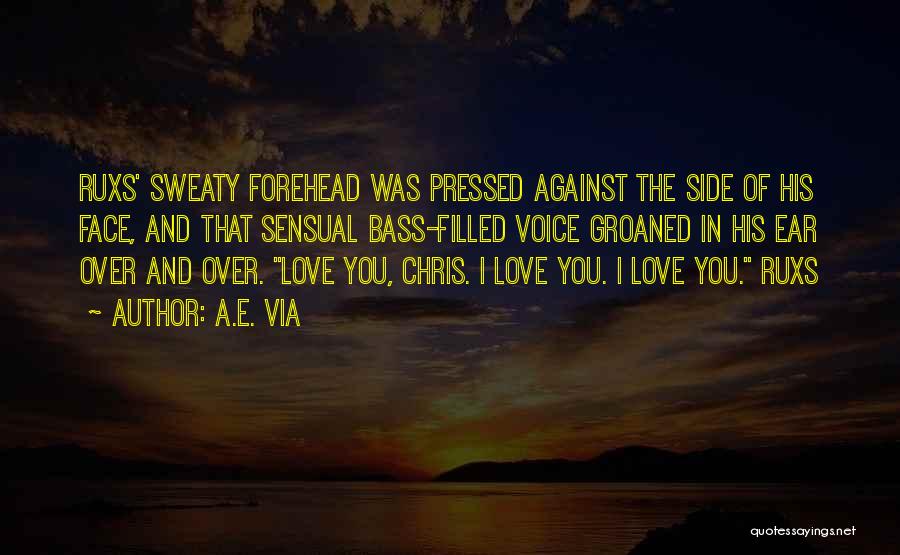A.E. Via Quotes: Ruxs' Sweaty Forehead Was Pressed Against The Side Of His Face, And That Sensual Bass-filled Voice Groaned In His Ear