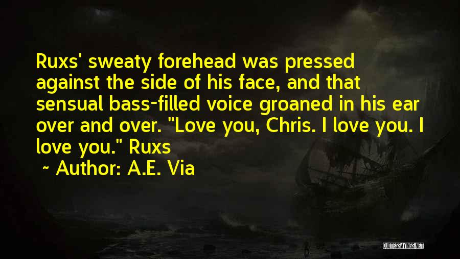 A.E. Via Quotes: Ruxs' Sweaty Forehead Was Pressed Against The Side Of His Face, And That Sensual Bass-filled Voice Groaned In His Ear