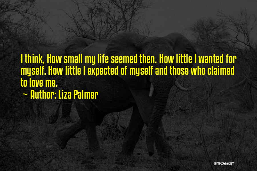 Liza Palmer Quotes: I Think, How Small My Life Seemed Then. How Little I Wanted For Myself. How Little I Expected Of Myself