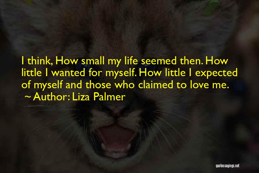 Liza Palmer Quotes: I Think, How Small My Life Seemed Then. How Little I Wanted For Myself. How Little I Expected Of Myself