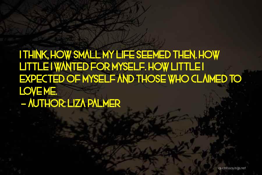 Liza Palmer Quotes: I Think, How Small My Life Seemed Then. How Little I Wanted For Myself. How Little I Expected Of Myself
