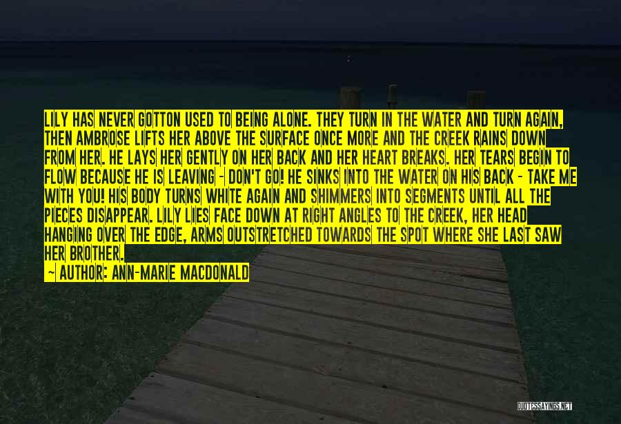 Ann-Marie MacDonald Quotes: Lily Has Never Gotton Used To Being Alone. They Turn In The Water And Turn Again, Then Ambrose Lifts Her