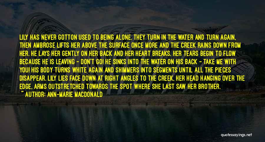 Ann-Marie MacDonald Quotes: Lily Has Never Gotton Used To Being Alone. They Turn In The Water And Turn Again, Then Ambrose Lifts Her