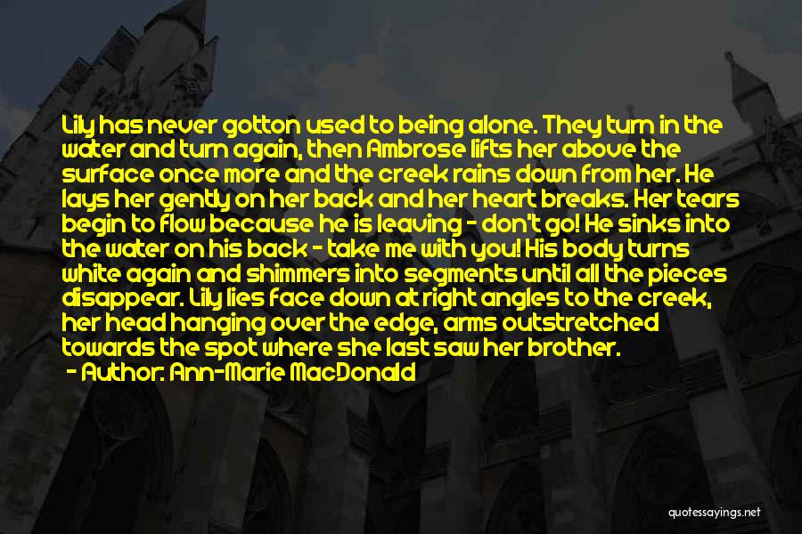 Ann-Marie MacDonald Quotes: Lily Has Never Gotton Used To Being Alone. They Turn In The Water And Turn Again, Then Ambrose Lifts Her