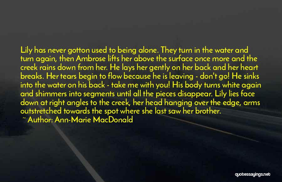 Ann-Marie MacDonald Quotes: Lily Has Never Gotton Used To Being Alone. They Turn In The Water And Turn Again, Then Ambrose Lifts Her