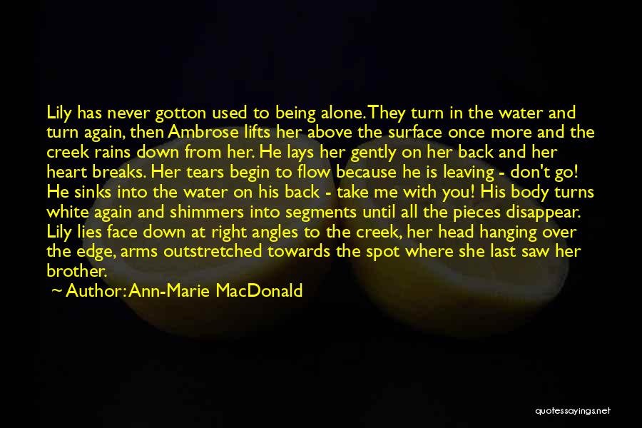 Ann-Marie MacDonald Quotes: Lily Has Never Gotton Used To Being Alone. They Turn In The Water And Turn Again, Then Ambrose Lifts Her