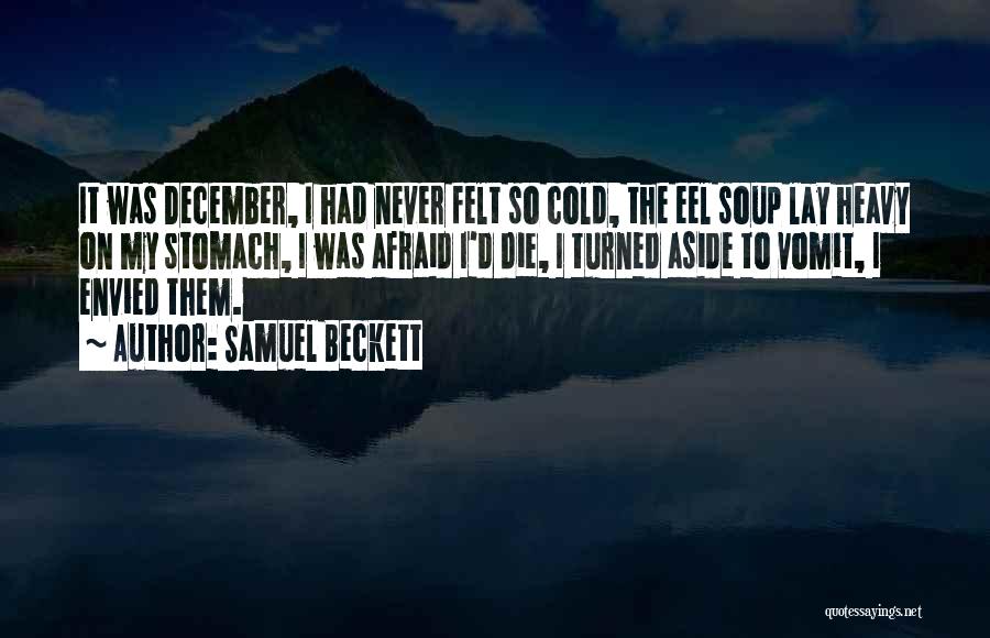 Samuel Beckett Quotes: It Was December, I Had Never Felt So Cold, The Eel Soup Lay Heavy On My Stomach, I Was Afraid