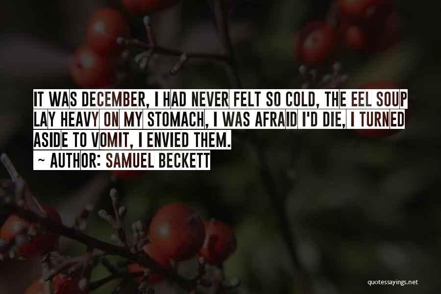 Samuel Beckett Quotes: It Was December, I Had Never Felt So Cold, The Eel Soup Lay Heavy On My Stomach, I Was Afraid