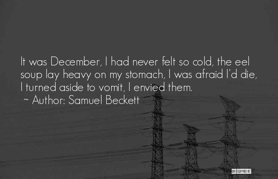 Samuel Beckett Quotes: It Was December, I Had Never Felt So Cold, The Eel Soup Lay Heavy On My Stomach, I Was Afraid