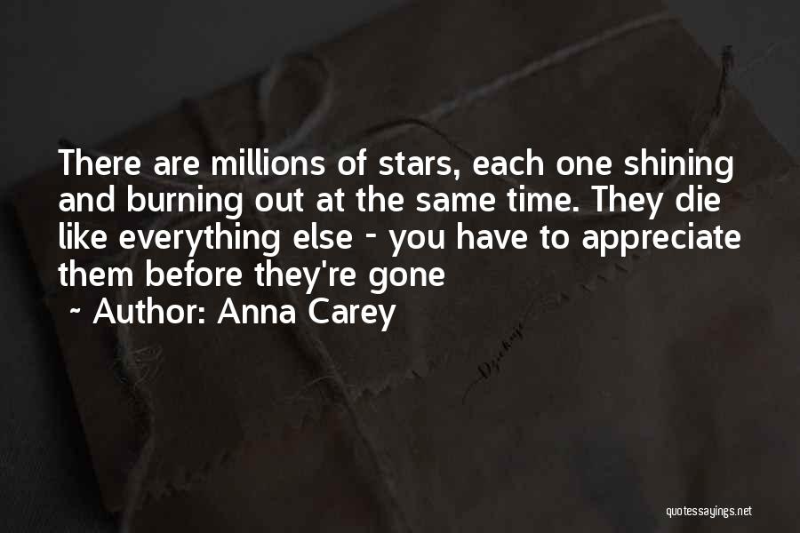 Anna Carey Quotes: There Are Millions Of Stars, Each One Shining And Burning Out At The Same Time. They Die Like Everything Else