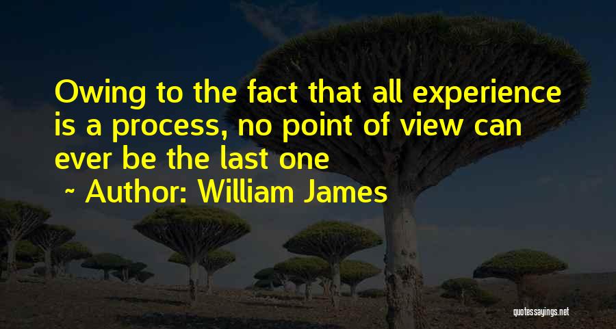William James Quotes: Owing To The Fact That All Experience Is A Process, No Point Of View Can Ever Be The Last One