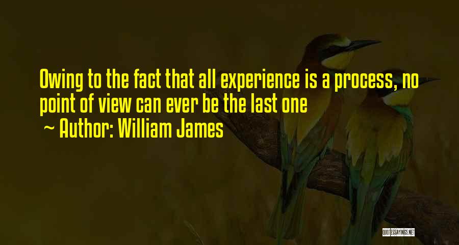 William James Quotes: Owing To The Fact That All Experience Is A Process, No Point Of View Can Ever Be The Last One