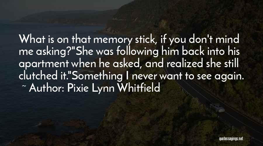 Pixie Lynn Whitfield Quotes: What Is On That Memory Stick, If You Don't Mind Me Asking?she Was Following Him Back Into His Apartment When