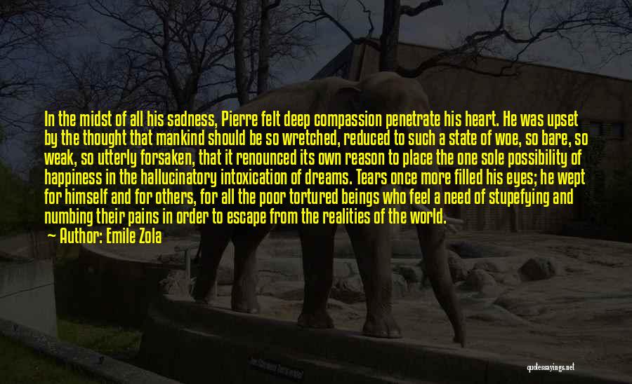 Emile Zola Quotes: In The Midst Of All His Sadness, Pierre Felt Deep Compassion Penetrate His Heart. He Was Upset By The Thought