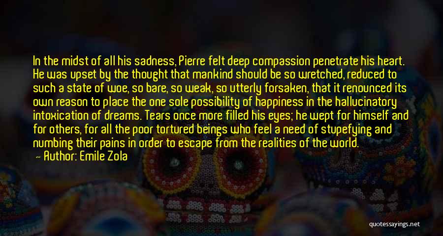 Emile Zola Quotes: In The Midst Of All His Sadness, Pierre Felt Deep Compassion Penetrate His Heart. He Was Upset By The Thought