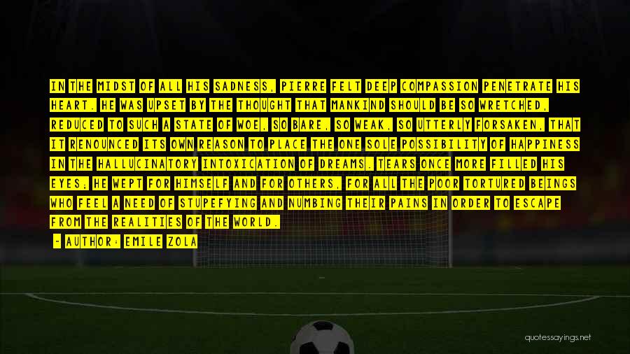 Emile Zola Quotes: In The Midst Of All His Sadness, Pierre Felt Deep Compassion Penetrate His Heart. He Was Upset By The Thought