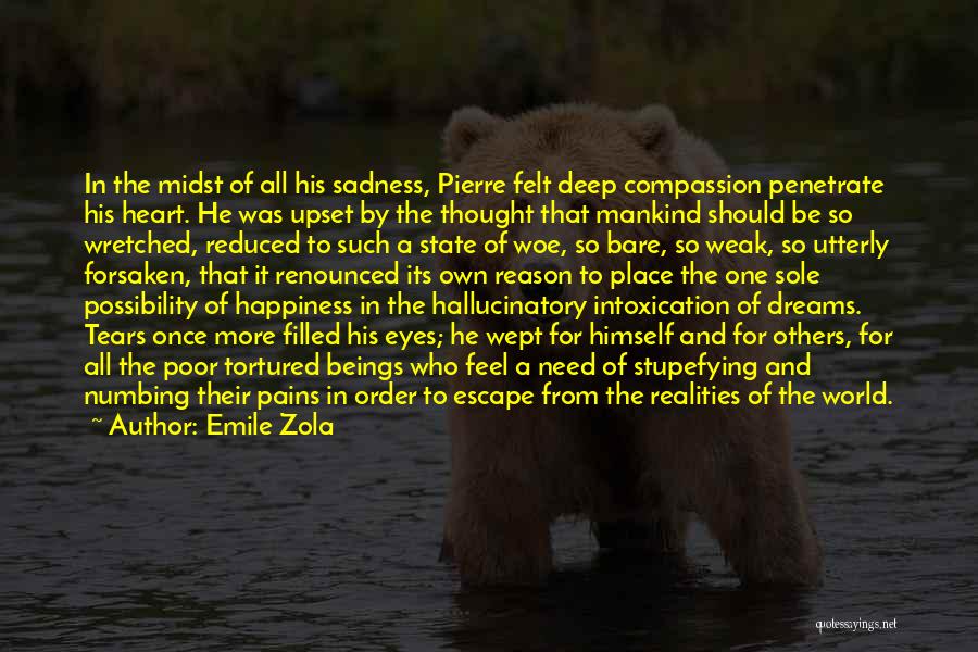 Emile Zola Quotes: In The Midst Of All His Sadness, Pierre Felt Deep Compassion Penetrate His Heart. He Was Upset By The Thought