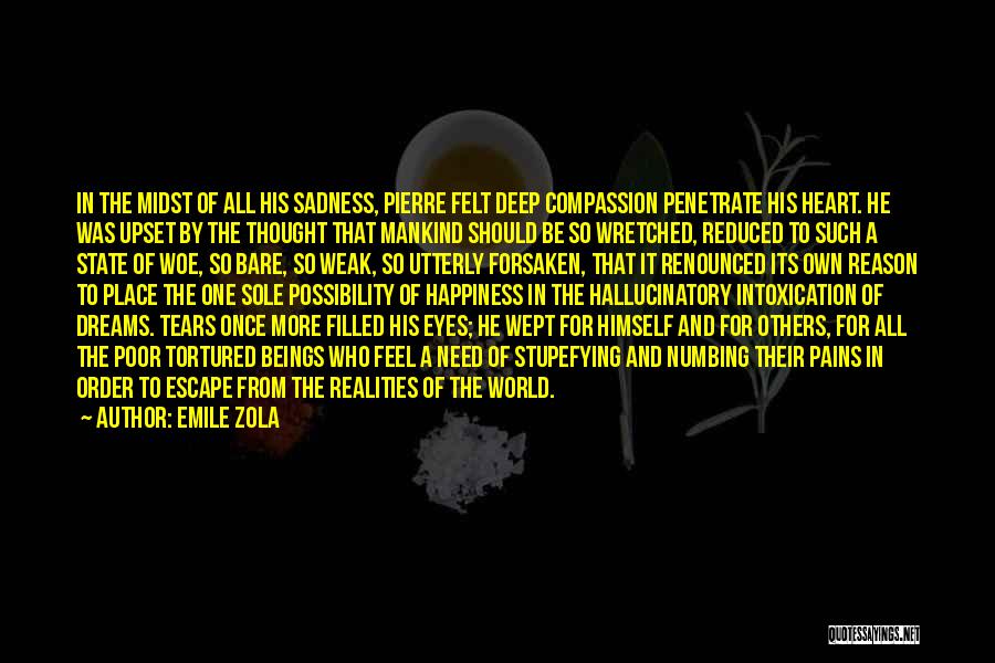 Emile Zola Quotes: In The Midst Of All His Sadness, Pierre Felt Deep Compassion Penetrate His Heart. He Was Upset By The Thought
