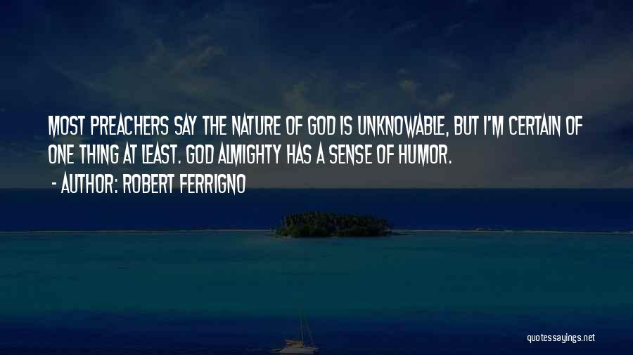 Robert Ferrigno Quotes: Most Preachers Say The Nature Of God Is Unknowable, But I'm Certain Of One Thing At Least. God Almighty Has