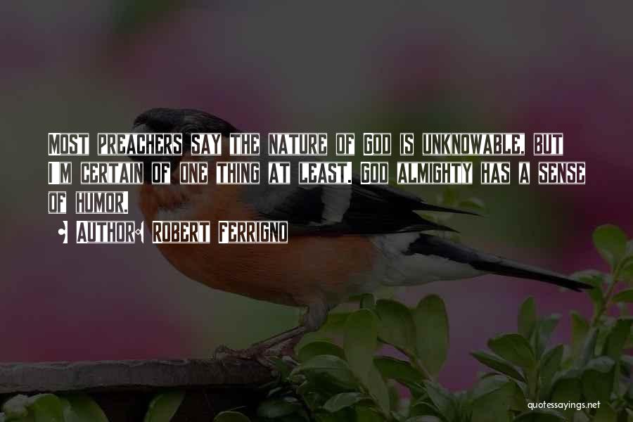 Robert Ferrigno Quotes: Most Preachers Say The Nature Of God Is Unknowable, But I'm Certain Of One Thing At Least. God Almighty Has