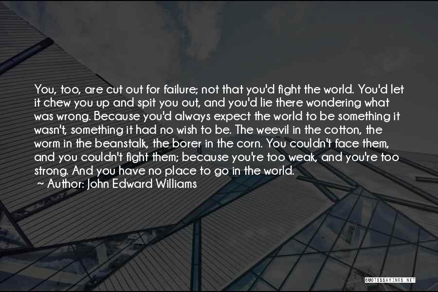John Edward Williams Quotes: You, Too, Are Cut Out For Failure; Not That You'd Fight The World. You'd Let It Chew You Up And