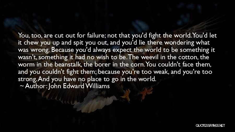 John Edward Williams Quotes: You, Too, Are Cut Out For Failure; Not That You'd Fight The World. You'd Let It Chew You Up And