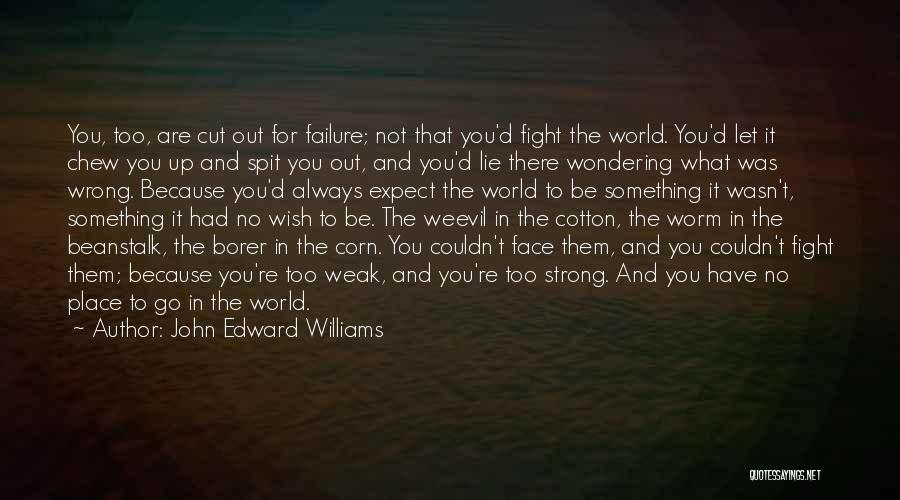 John Edward Williams Quotes: You, Too, Are Cut Out For Failure; Not That You'd Fight The World. You'd Let It Chew You Up And