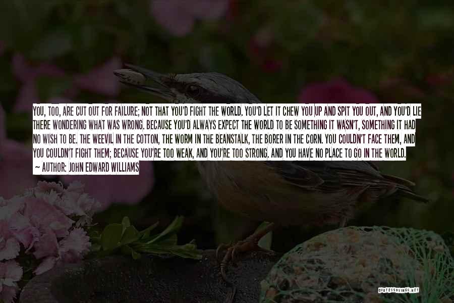 John Edward Williams Quotes: You, Too, Are Cut Out For Failure; Not That You'd Fight The World. You'd Let It Chew You Up And