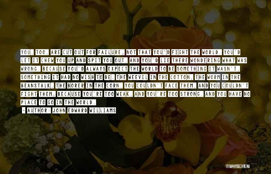 John Edward Williams Quotes: You, Too, Are Cut Out For Failure; Not That You'd Fight The World. You'd Let It Chew You Up And