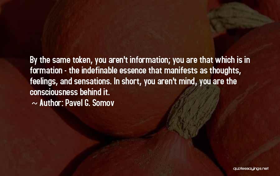 Pavel G. Somov Quotes: By The Same Token, You Aren't Information; You Are That Which Is In Formation - The Indefinable Essence That Manifests