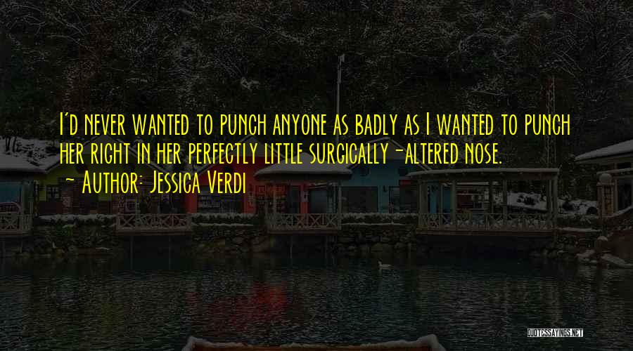 Jessica Verdi Quotes: I'd Never Wanted To Punch Anyone As Badly As I Wanted To Punch Her Right In Her Perfectly Little Surgically-altered