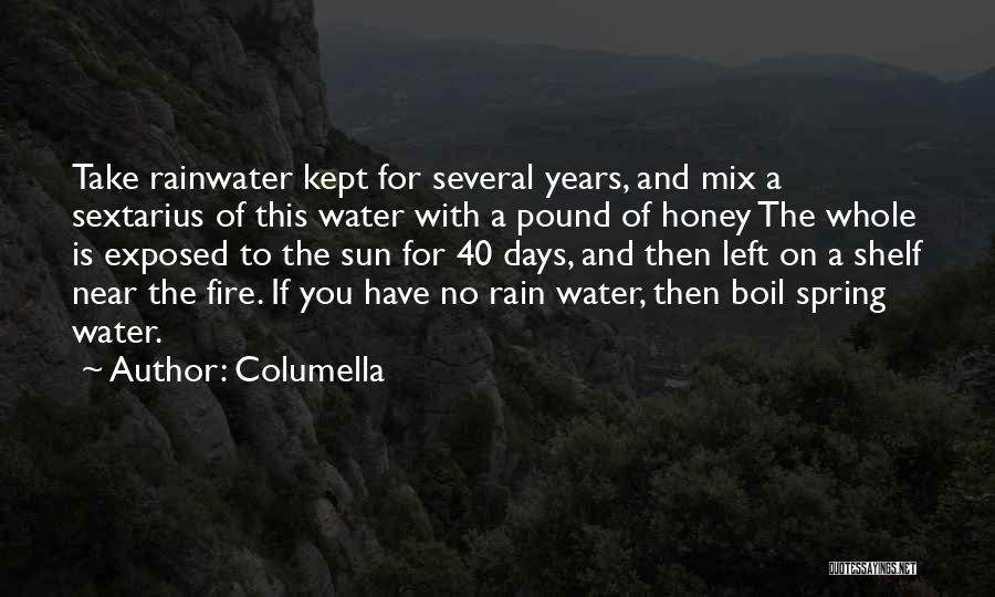 Columella Quotes: Take Rainwater Kept For Several Years, And Mix A Sextarius Of This Water With A Pound Of Honey The Whole
