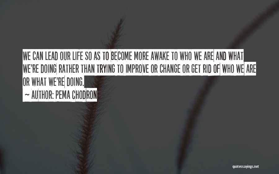 Pema Chodron Quotes: We Can Lead Our Life So As To Become More Awake To Who We Are And What We're Doing Rather