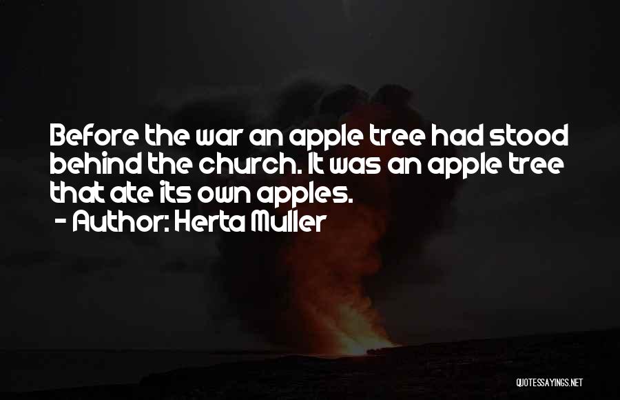 Herta Muller Quotes: Before The War An Apple Tree Had Stood Behind The Church. It Was An Apple Tree That Ate Its Own