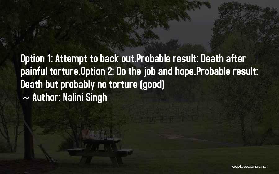 Nalini Singh Quotes: Option 1: Attempt To Back Out.probable Result: Death After Painful Torture.option 2: Do The Job And Hope.probable Result: Death But