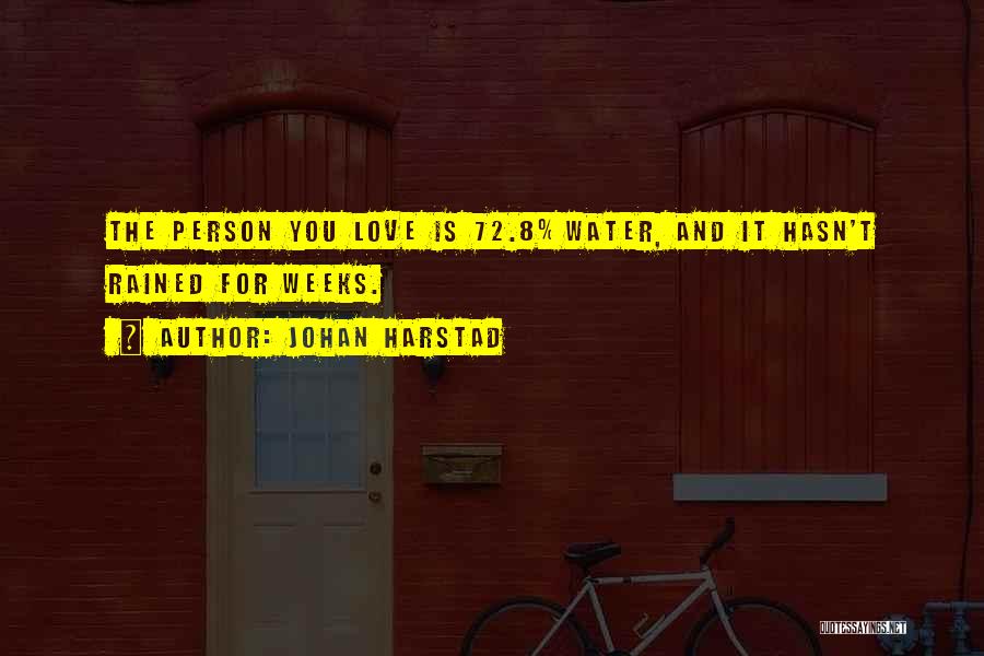 Johan Harstad Quotes: The Person You Love Is 72.8% Water, And It Hasn't Rained For Weeks.