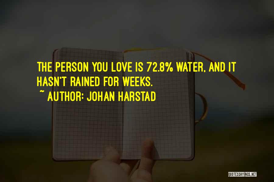 Johan Harstad Quotes: The Person You Love Is 72.8% Water, And It Hasn't Rained For Weeks.